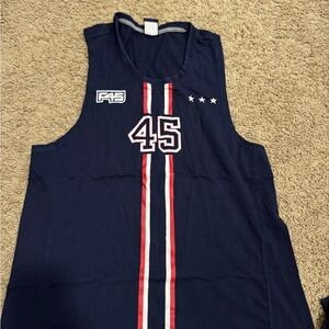 F45 Women’s Navy Sleeveless Top with Red and White Stripes